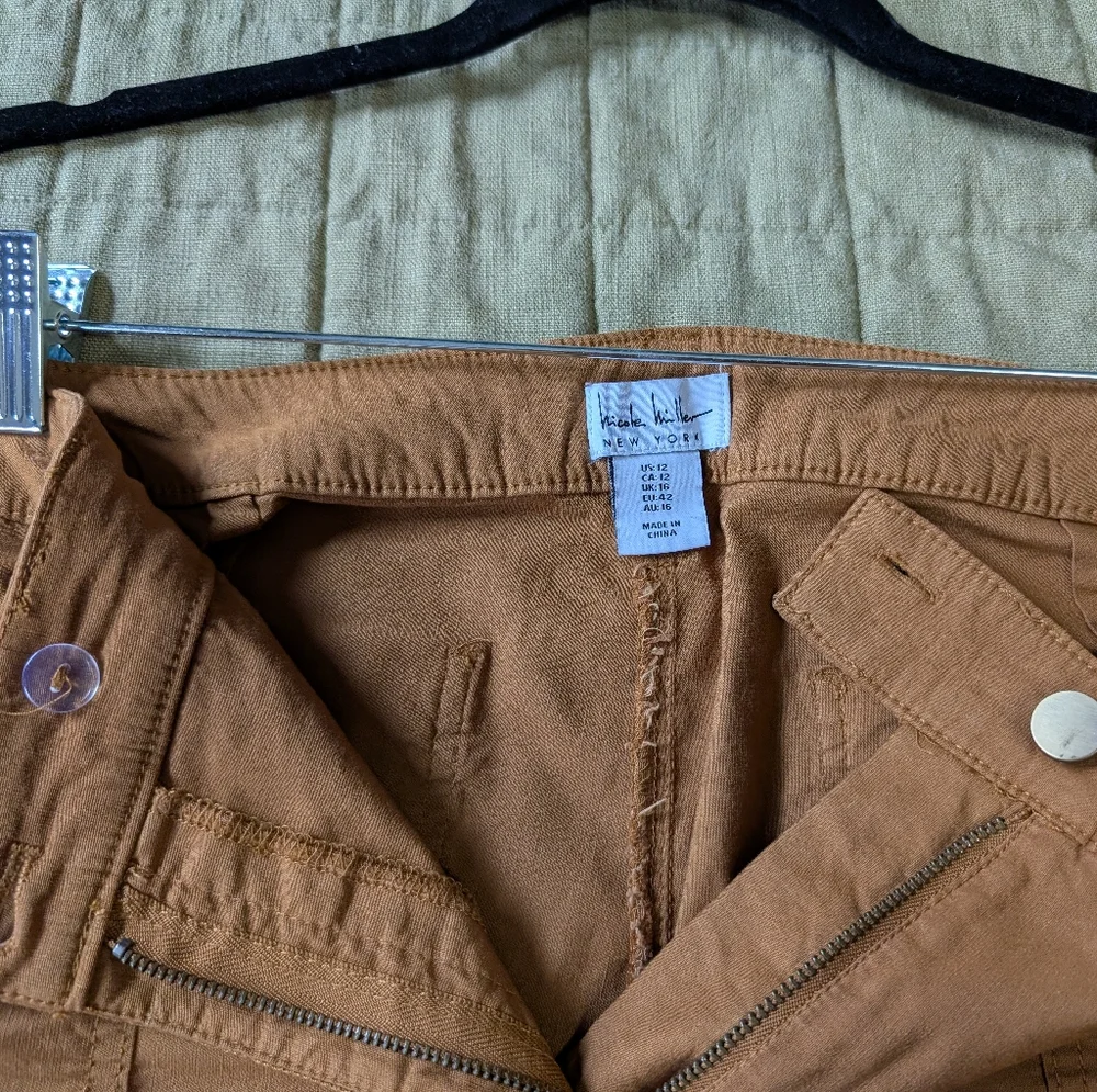 Yellow Cropped Wide Leg High Waist Pants Nicole Miller NY - Picture 5 of 6